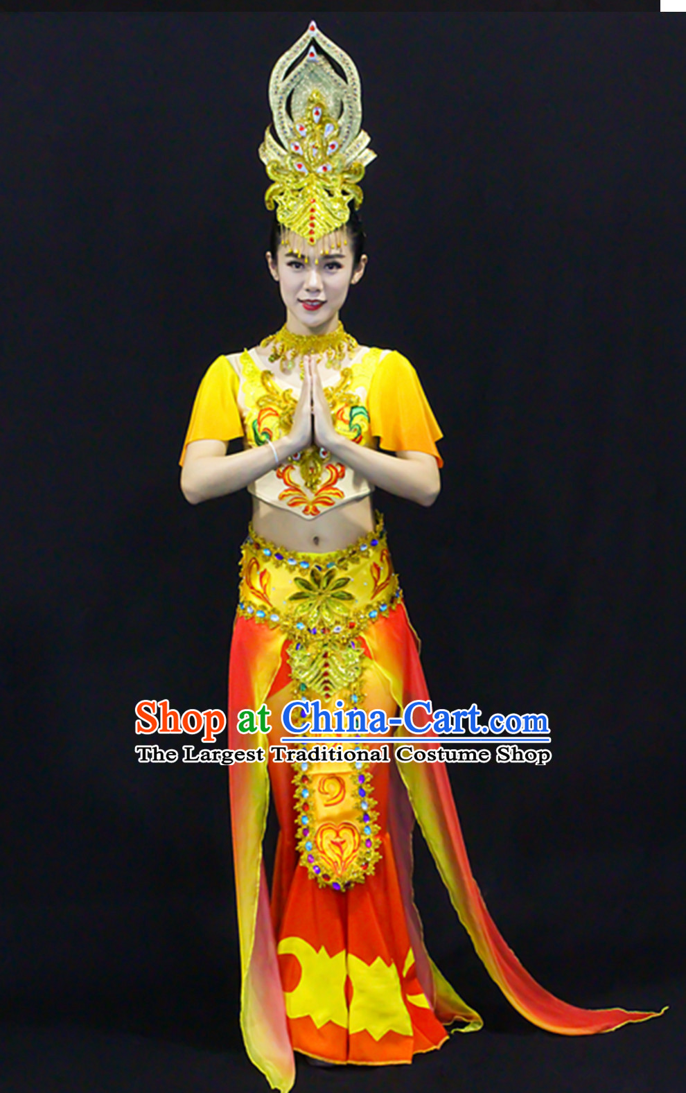 Asian Classical White Tara Deity Costume and Accessories Complete Set