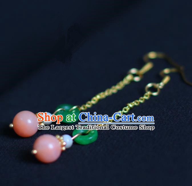 Traditional Chinese Hanfu Accessories Ancient Princess Jade Tassel Earrings for Women