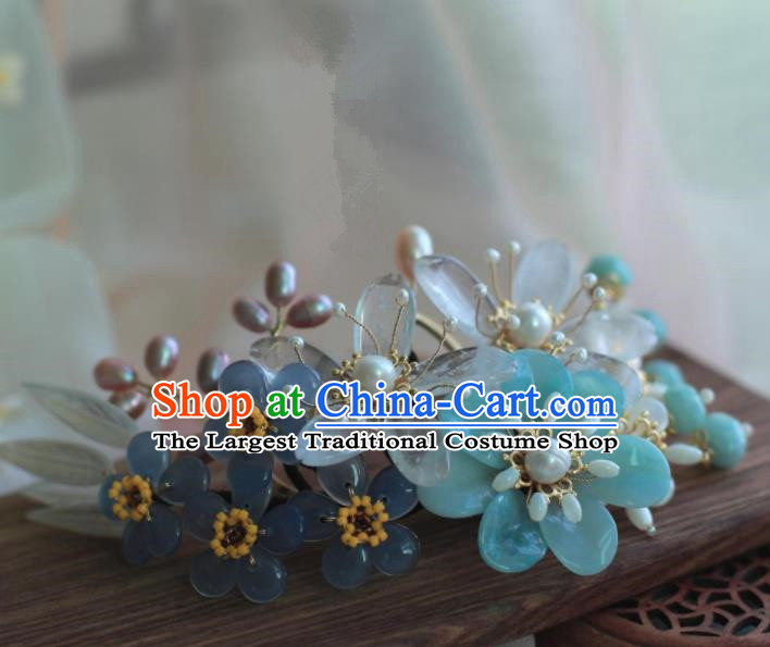 Traditional Chinese Hanfu Pearls Bamboo Leaf Hair Comb Hair Accessories Ancient Princess Hairpins for Women