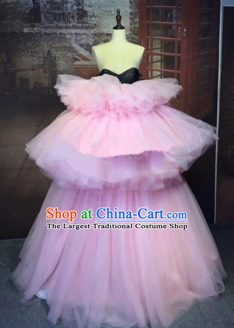 Top Grade Stage Show Pink Veil Dress Brazilian Carnival Modern Fancywork Costume for Women