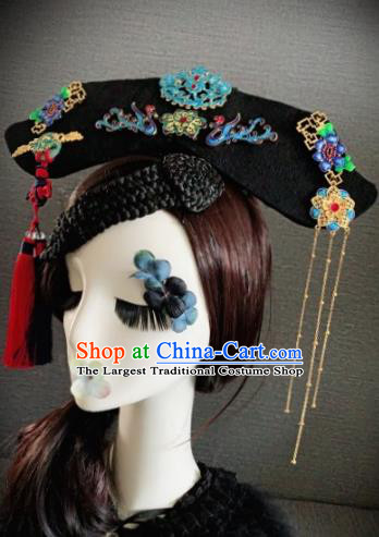 Traditional Chinese Qing Dynasty Queen Headwear Ancient Palace Phoenix Hair Accessories for Women