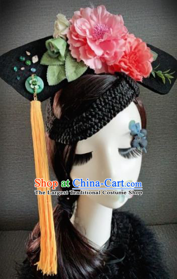 Traditional Chinese Qing Dynasty Manchu Lady Headwear Ancient Palace Queen Hair Accessories for Women