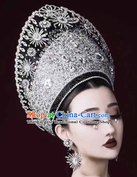 Top Grade Halloween Queen Hair Accessories Brazilian Carnival Crystal Royal Crown Headwear for Women