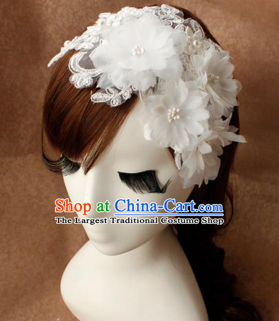 Top Grade Bride White Flowers Lace Hair Stick Headwear Princess Hair Accessories for Women