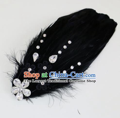 Top Grade Bride Black Feather Angel Hair Claws Headwear Princess Hair Accessories for Women