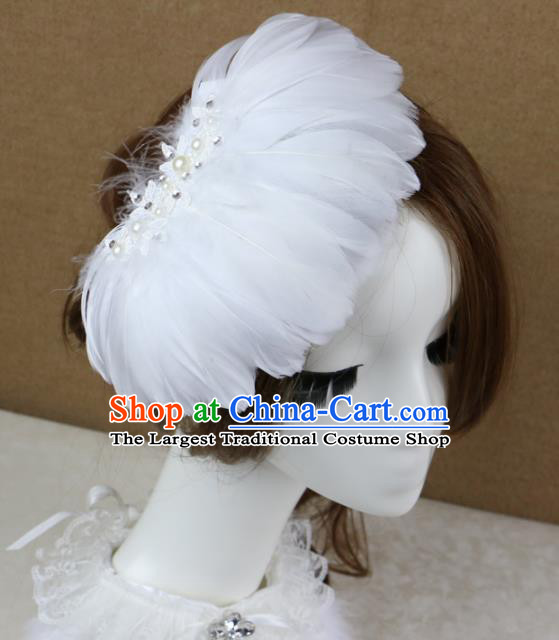 Top Grade Angel White Feather Hair Claws Headwear Princess Hair Accessories for Women