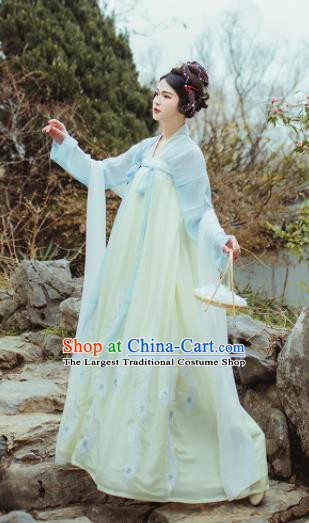 Chinese Ancient Peri Goddess Hanfu Dress Traditional Tang Dynasty Princess Costume for Women