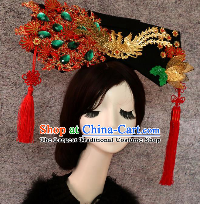 Traditional Chinese Qing Dynasty Manchu Phoenix Headwear Ancient Palace Queen Hair Accessories for Women