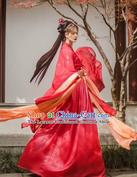 Chinese Ancient Wedding Red Hanfu Dress Traditional Tang Dynasty Princess Historical Costume for Women