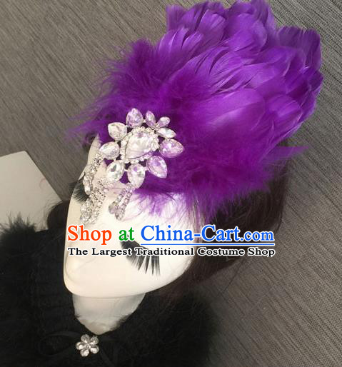 Top Grade Halloween Purple Feather Hair Stick Headwear Brazilian Carnival Hair Accessories for Women