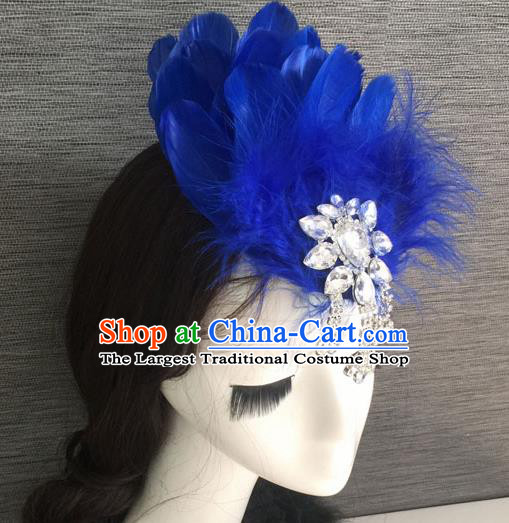 Top Grade Halloween Royalblue Feather Hair Stick Headwear Brazilian Carnival Hair Accessories for Women