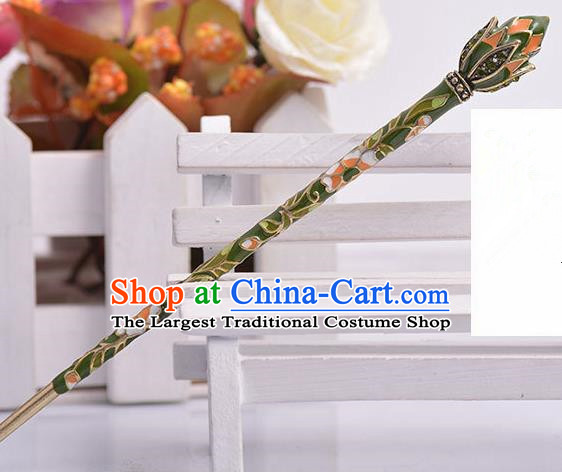 Chinese Ancient Princess Peacock Green Hairpins Headwear Traditional Hanfu Hair Accessories for Women