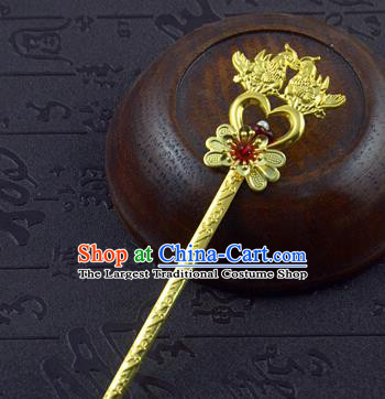 Chinese Ancient Wedding Bride Golden Mandarin Duck Hairpins Traditional Palace Hanfu Hair Accessories for Women