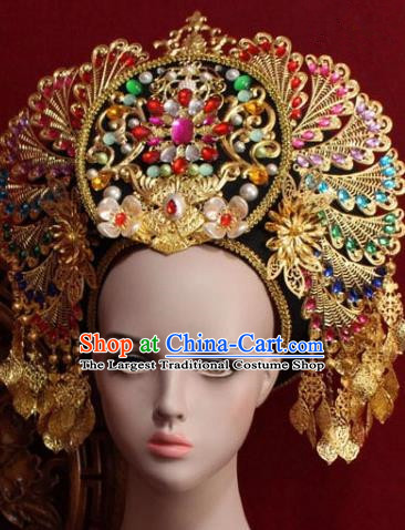Handmade Thailand Traditional Hair Accessories Ancient Queen Crystal Royal Crown for Women