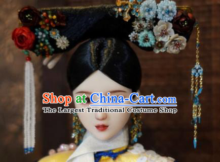 Chinese Ancient Qing Dynasty Manchu Princess Tassel Headwear Traditional Palace Hair Accessories for Women