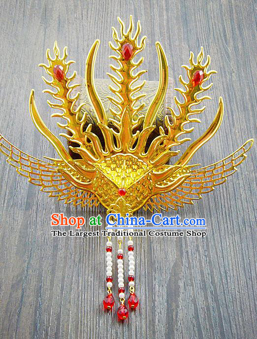 Chinese Ancient Princess Golden Phoenix Hairpins Traditional Palace Hair Accessories for Women