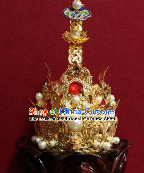 Handmade Chinese Taoism Cloisonne Hairdo Crown Traditional Ancient Taoist Swordsman Hair Accessories for Men