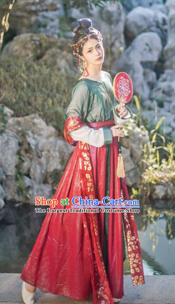 Chinese Traditional Tang Dynasty Imperial Consort Hanfu Dress Ancient Palace Dancer Costume for Women