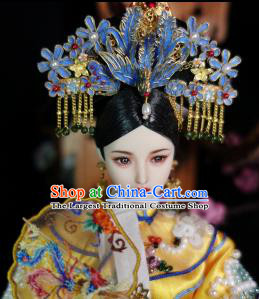 Chinese Ancient Qing Dynasty Manchu Imperial Consort Phoenix Headwear Traditional Palace Hair Accessories for Women