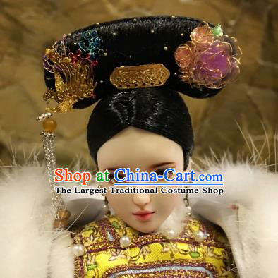 Chinese Ancient Imperial Consort Headwear Traditional Qing Dynasty Palace Manchu Hair Accessories for Women