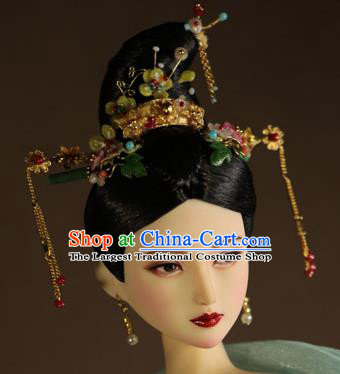 Chinese Ancient Imperial Concubine Hairpins Headwear Traditional Tang Dynasty Hair Accessories for Women