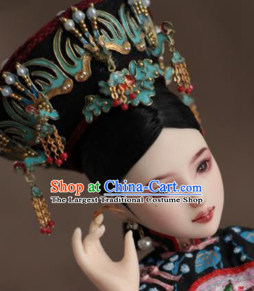 Chinese Ancient Palace Empress Phoenix Hat Headwear Traditional Qing Dynasty Manchu Queen Hair Accessories for Women