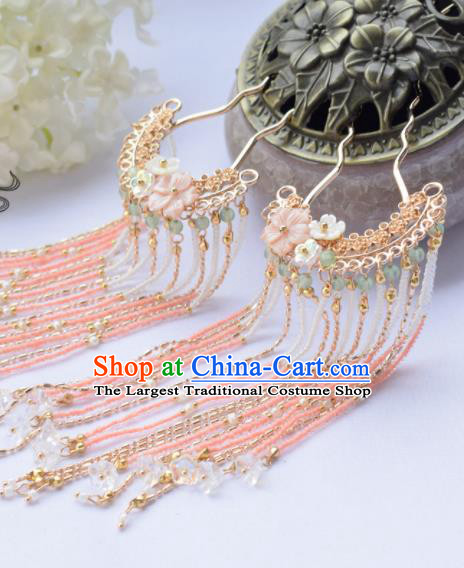 Chinese Ancient Princess Hairpins Beads Tassel Hair Clip Traditional Hanfu Hair Accessories for Women