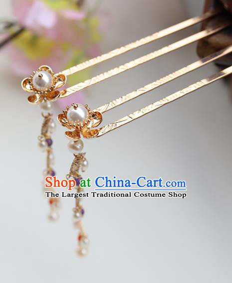 Chinese Ancient Princess Tassel Step Shake Hairpins Traditional Hanfu Hair Accessories for Women