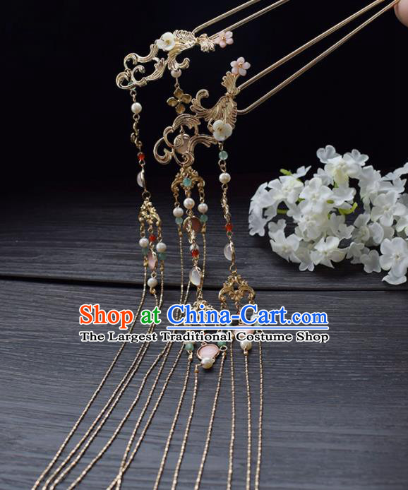 Chinese Ancient Princess Palace Tassel Hairpins Traditional Handmade Hanfu Hair Accessories for Women