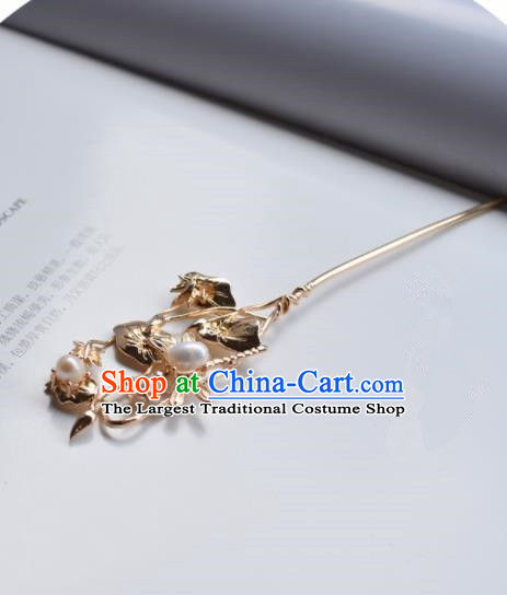 Chinese Ancient Princess Palace Golden Hairpins Traditional Handmade Hanfu Hair Accessories for Women