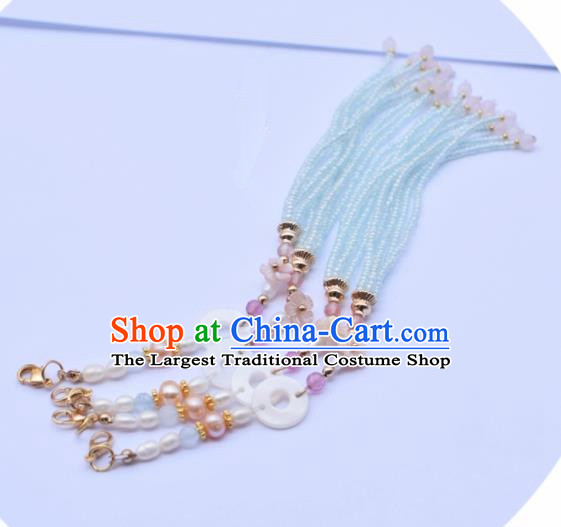 Handmade Chinese Ancient Princess Shell Tassel Pendant Traditional Hanfu Waist Accessories for Women