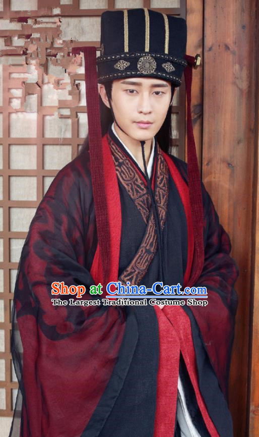 Chinese Ancient Drama Hanfu Clothing Traditional Northern and Southern Dynasties Eunuch Historical Costume and Headwear for Men