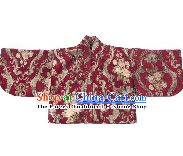 Japanese Handmade Kimono Red Embroidered Haori Costume Japan Traditional Jacket for Women