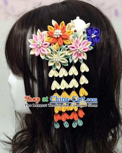 Japan Traditional Yukata Tassel Hair Claw Japanese Handmade Kimono Hair Accessories for Women