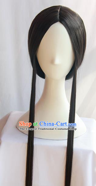 Handmade Chinese Traditional Hanfu Wigs Sheath Ancient Jin Dynasty Imperial Consort Chignon for Women