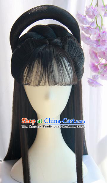 Handmade Chinese Ancient Princess Chignon Traditional Hanfu Wigs Sheath for Women