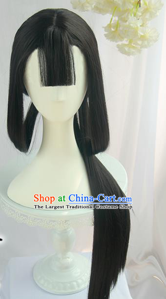 Handmade Chinese Ancient Tang Dynasty Young Lady Chignon Traditional Hanfu Wigs Sheath for Women