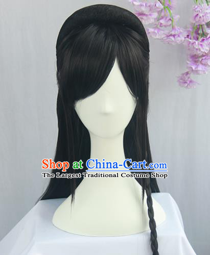 Handmade Chinese Ancient Jin Dynasty Princess Headpiece Chignon Traditional Hanfu Wigs Sheath for Women