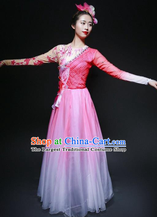 Chinese Classical Dance Stage Performance Costume Traditional Opening Dance Pink Dress for Women