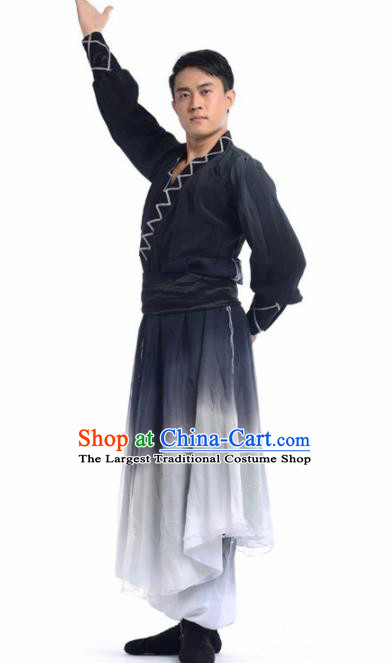 Chinese Classical Dance Grey Costume Traditional Drum Dance Yangko Stage Performance Clothing for Men