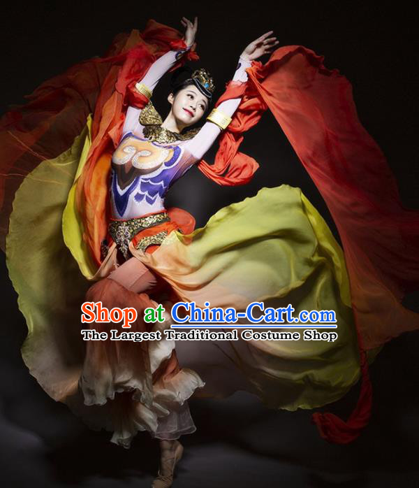 Chinese Classical Dance Costume Traditional Dunhuang Flying Apsaras Stage Performance Dress for Women