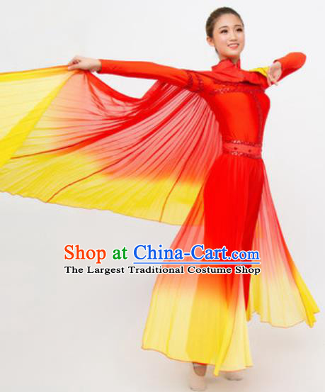 Chinese Traditional Yangko Stage Performance Costume Folk Dance Drum Dance Red Dress for Women