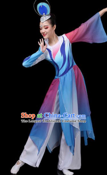 Traditional Chinese Classical Dance Dress Umbrella Dance Stage Performance Costume for Women