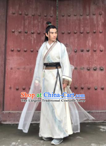 Chinese Ancient Swordsman Song Qingshu Drama Heavenly Sword Dragon Slaying Saber Historical Costume for Men