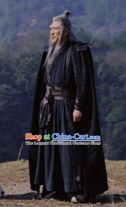 Heavenly Sword Dragon Slaying Saber Chinese Ancient Swordsman Black Historical Costume for Men