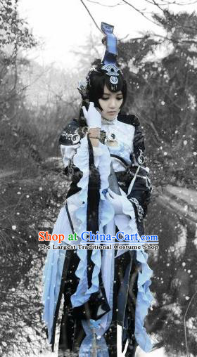 Traditional Chinese Cosplay Swordswoman Hanfu Dress Ancient Taoist Nun Embroidered Costume for Women