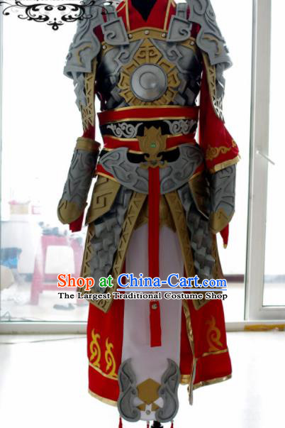 Traditional Chinese Cosplay Warrior Armour Clothing Ancient Swordsman Embroidered Costume for Men