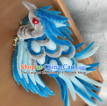Traditional Chinese Handmade Palace Hair Accessories Ancient Qing Dynasty Velvet Bird Hairpins for Women