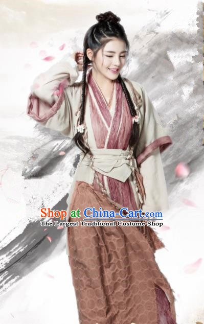 Chinese Ancient Yuan Dynasty Swordswoman Hanfu Dress Drama Heavenly Sword Dragon Slaying Saber Xiao Zhao Historical Costume for Women