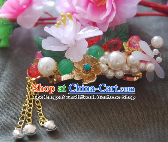 Handmade Chinese Ancient Princess Pearls Lotus Hair Claw Hairpins Headwear Hair Accessories for Women